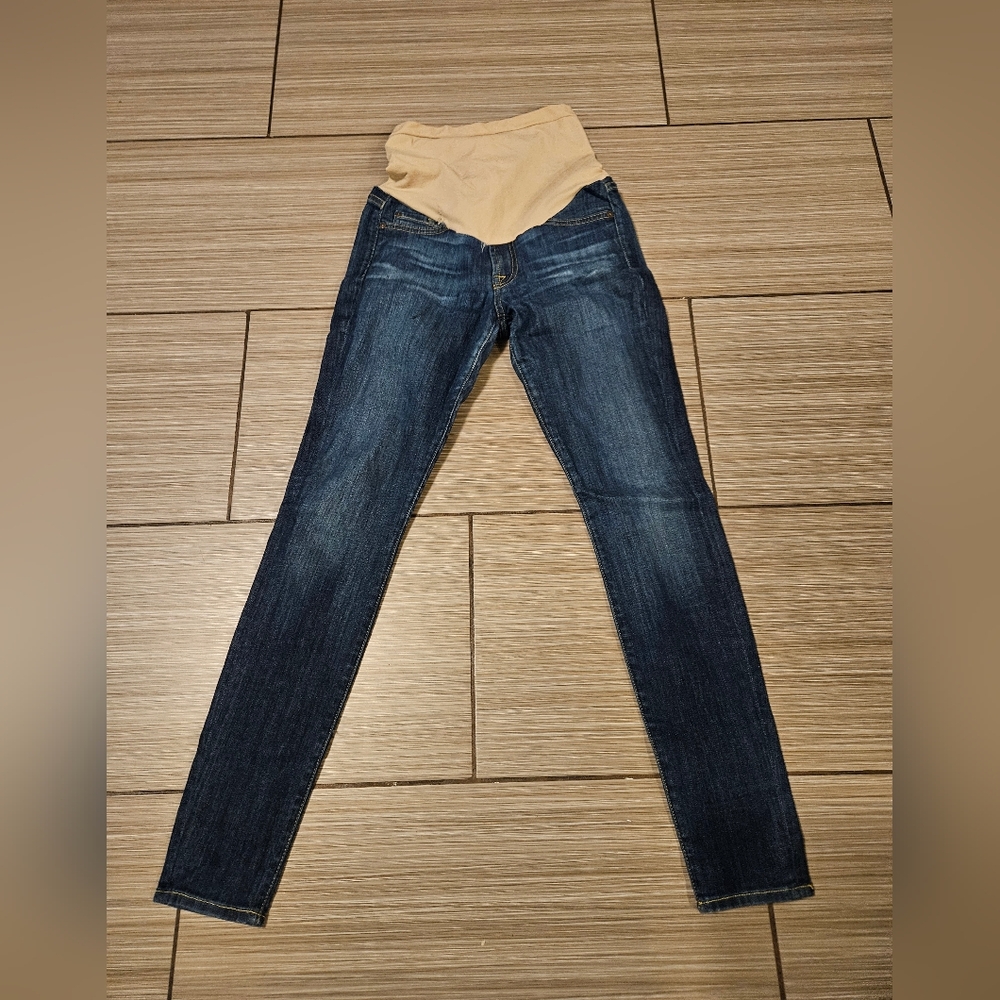 7 For All Mankind Dark Blue Skinny Maternity Jeans